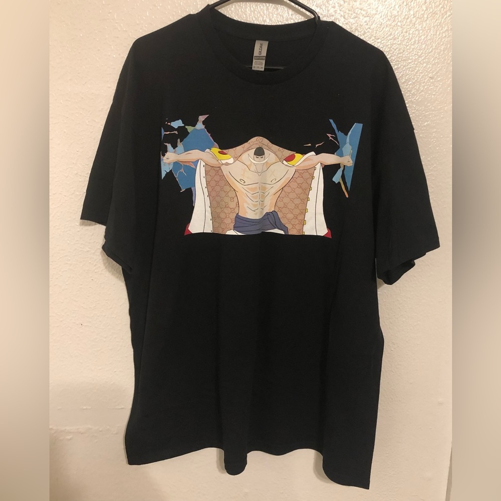Edward Newgate tshirt tee size 2X One piece T-shirt white beard anime bl…